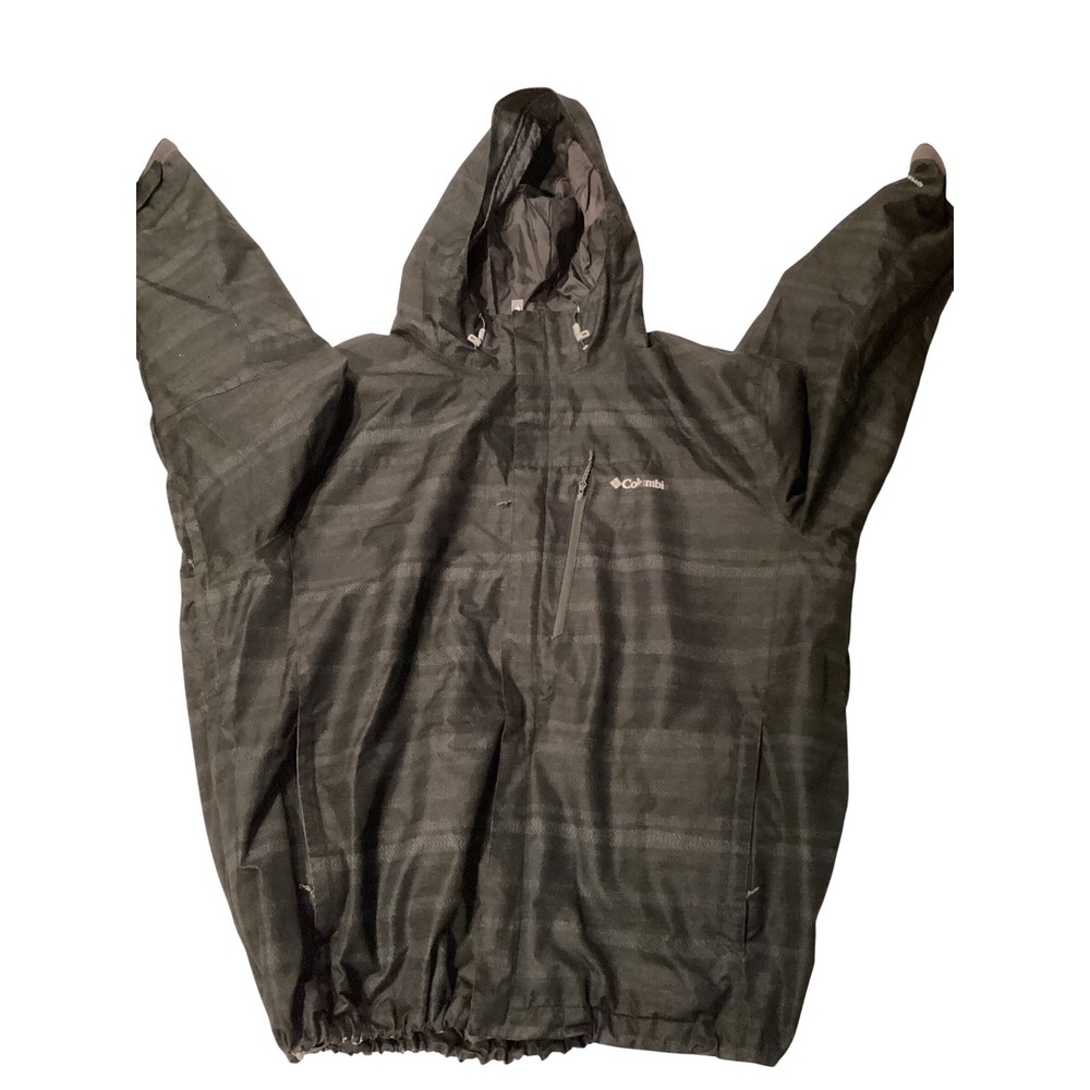 Columbia Mens Interchange Hooded Rain Jacket Black‎ Striped Shell 4XT Tall